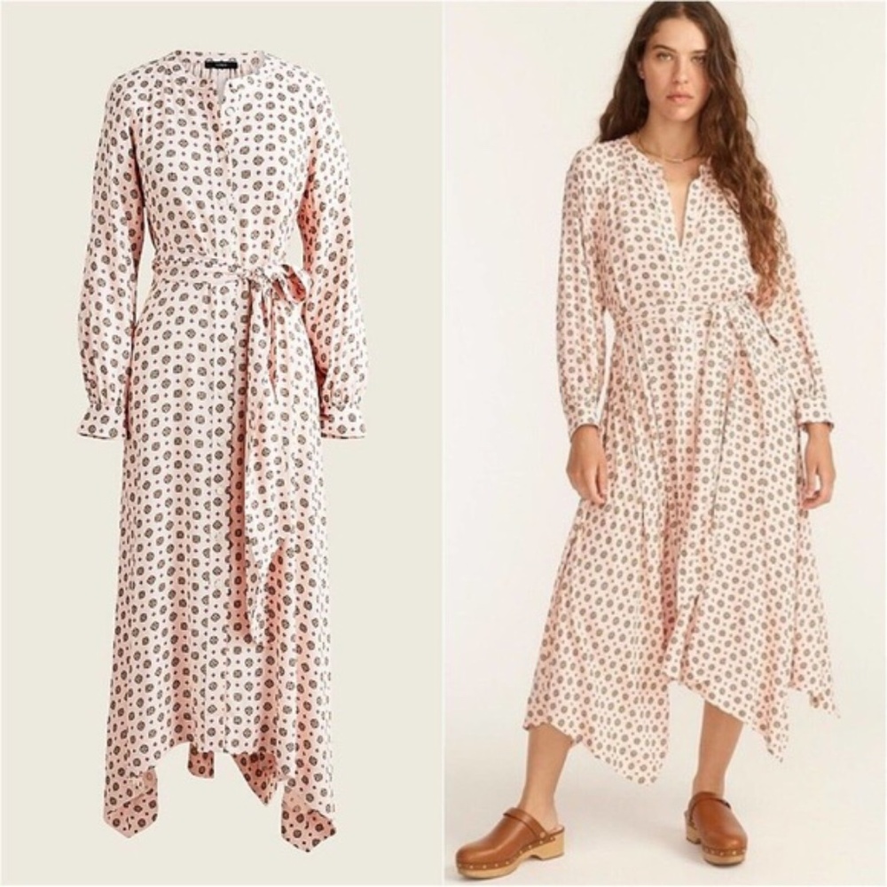 J.CREW Handkerchief hem shirtdress medallion print